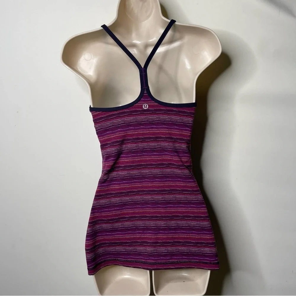 Lululemon power Y tank top in cyber stripe sz 4 - Picture 3 of 6